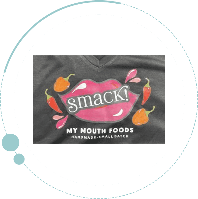 A picture of the smack logo on a t-shirt.